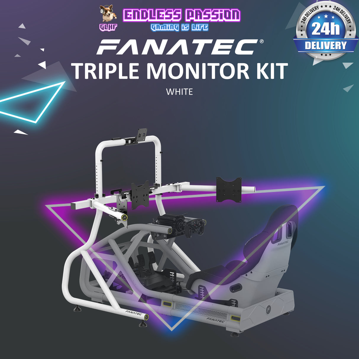 Fanatec ClubSport Cockpit Monitor Stand Triple Monitor Expansion Kit - Available in Black and White