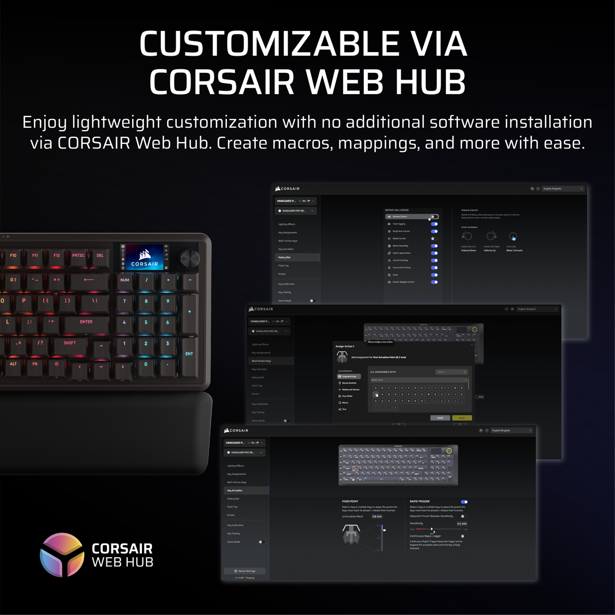 Corsair VANGUARD PRO 96 Hall Effect Gaming Keyboard - MGX Hyperdrive magnetic switches