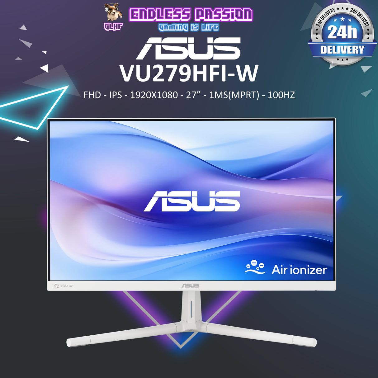 ASUS VU279HFI-W 27 Inch FHD IPS 100Hz Eye Care Monitor