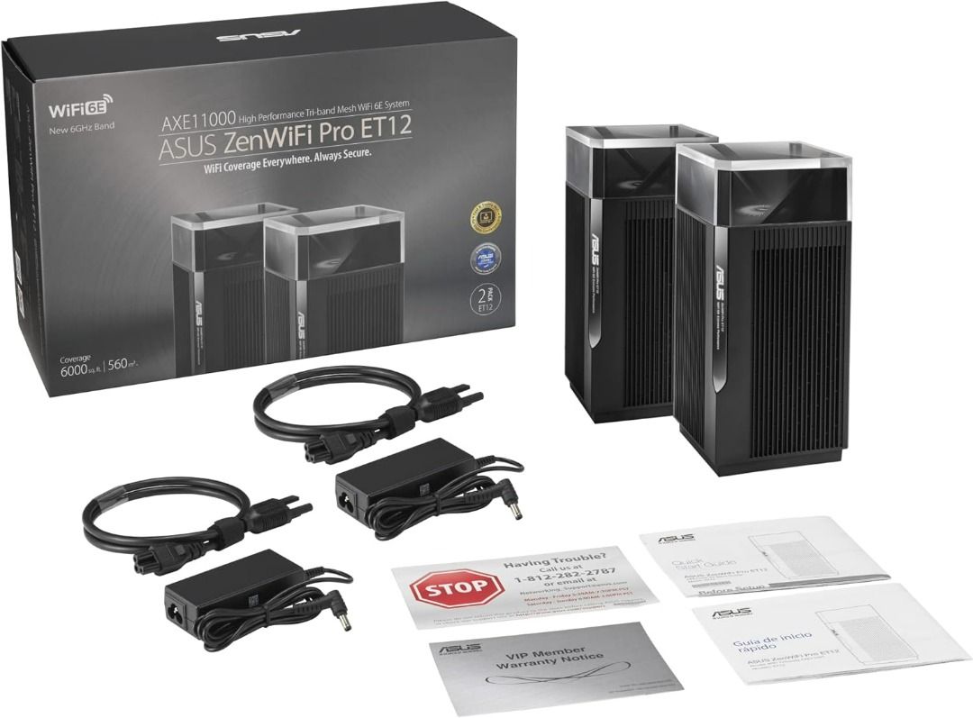 Asus ZenWiFi Pro ET12 AXE11000 Tri-Band WiFi 6E Mesh Router (2-Pack)