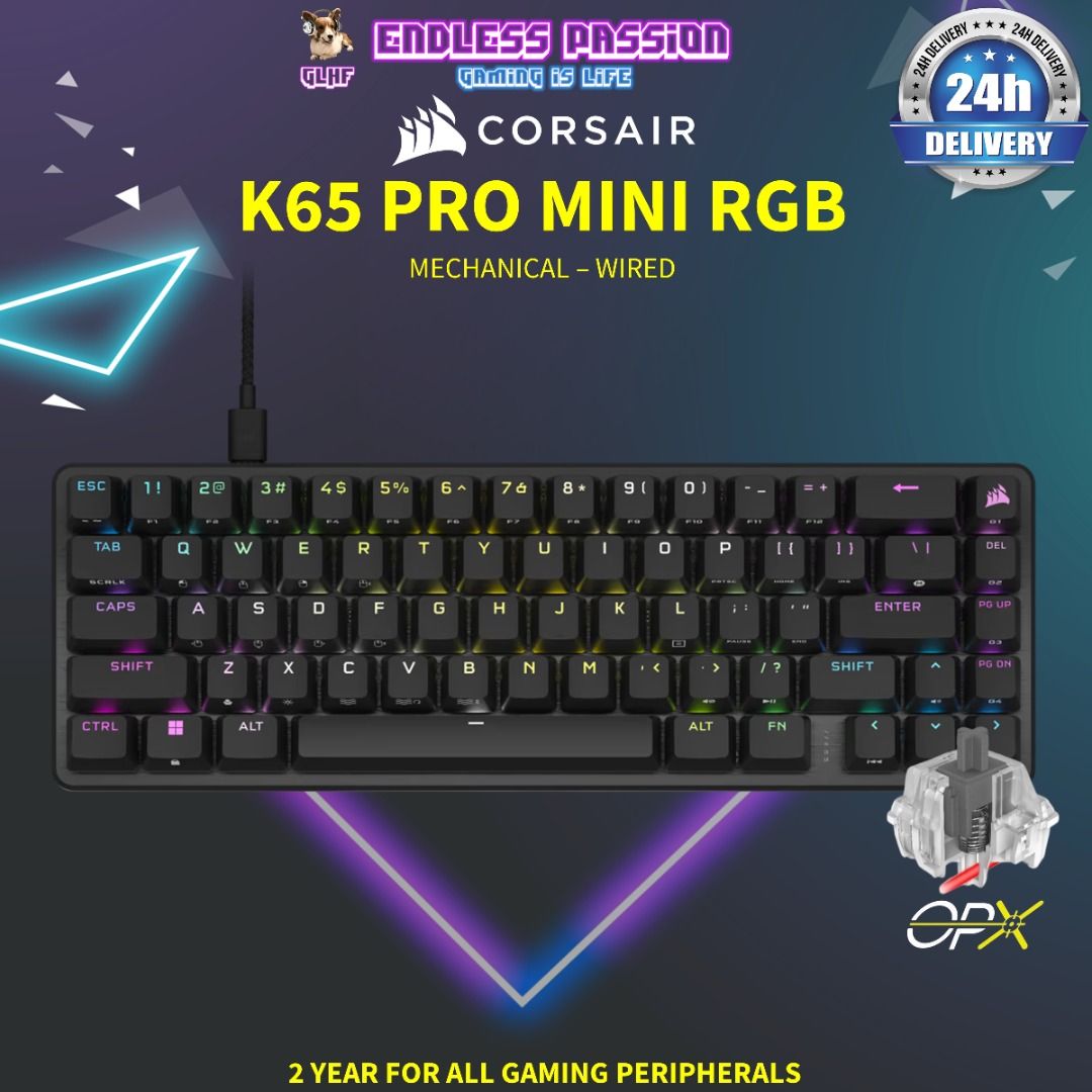Corsair K65 PRO Mini RGB 65% Optical-Mechanical Wired Gaming Keyboard