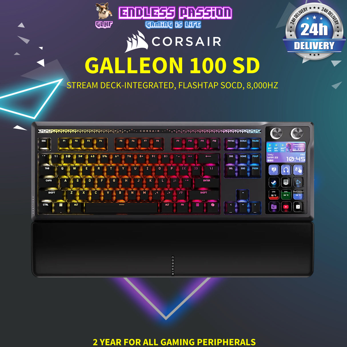 Corsair GALLEON 100 SD Stream Deck-Integrated Mechanical Keyboard - CORSAIR MLX Pulse - Black