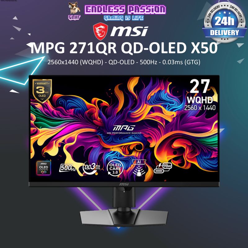 MSI MPG 271QR QD-OLED X50 27" WQHD 500Hz Gaming Monitor