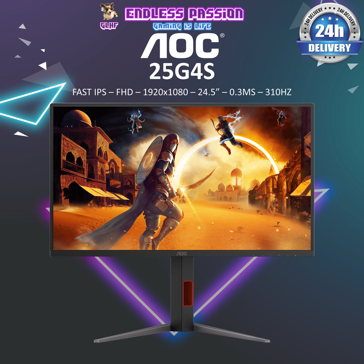 AOC 25G4S 24.5" Fast IPS 1920 × 1080 (FHD) 310Hz 0.3ms Gaming Monitor