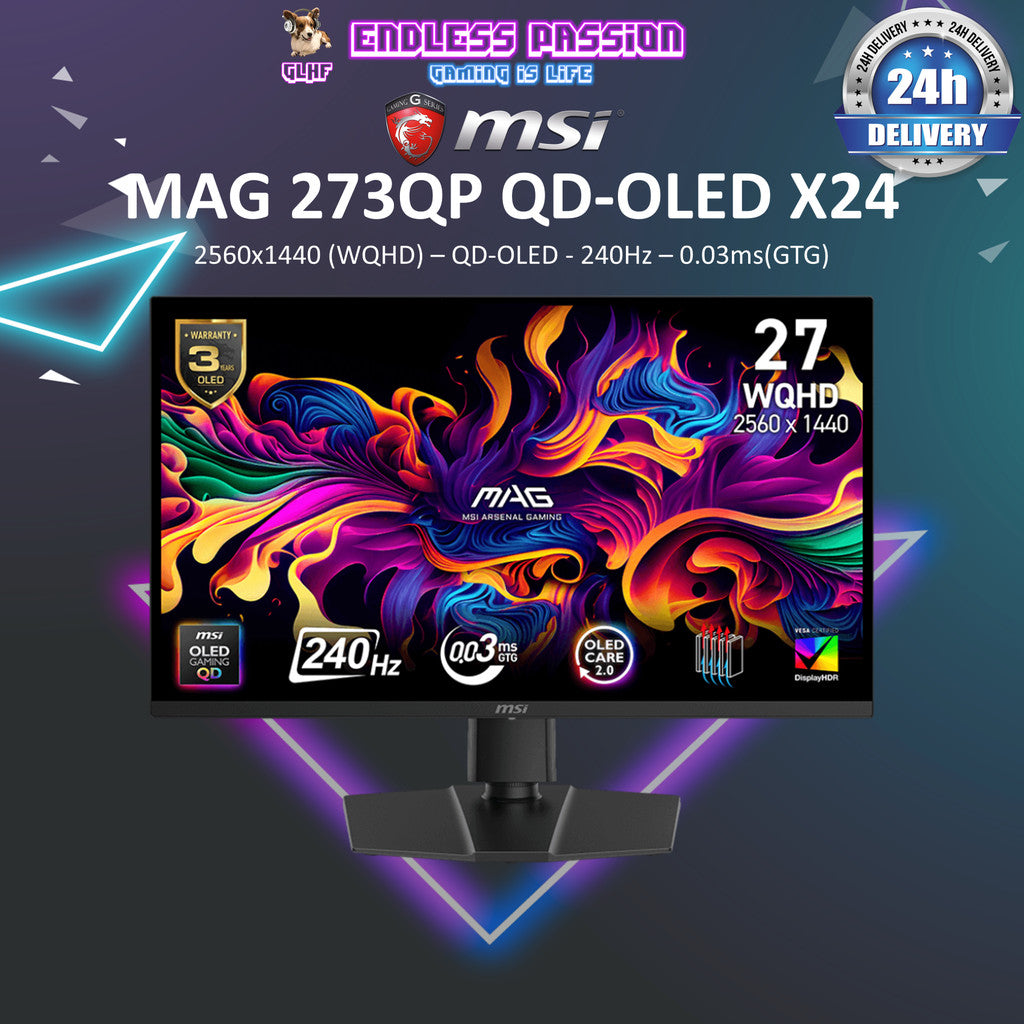 MSI MAG 273QP QD-OLED X24 Gaming Monitor - 26.5" 4K WQHD QD-OLED 240Hz 0.03ms (GTG)