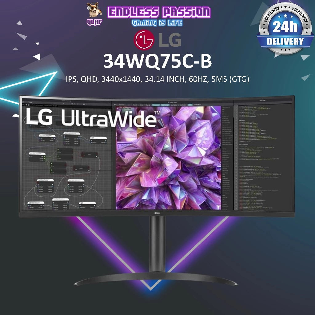 LG 34WQ75C-B — 34" UWQHD Curved IPS Display Productivity Monitor