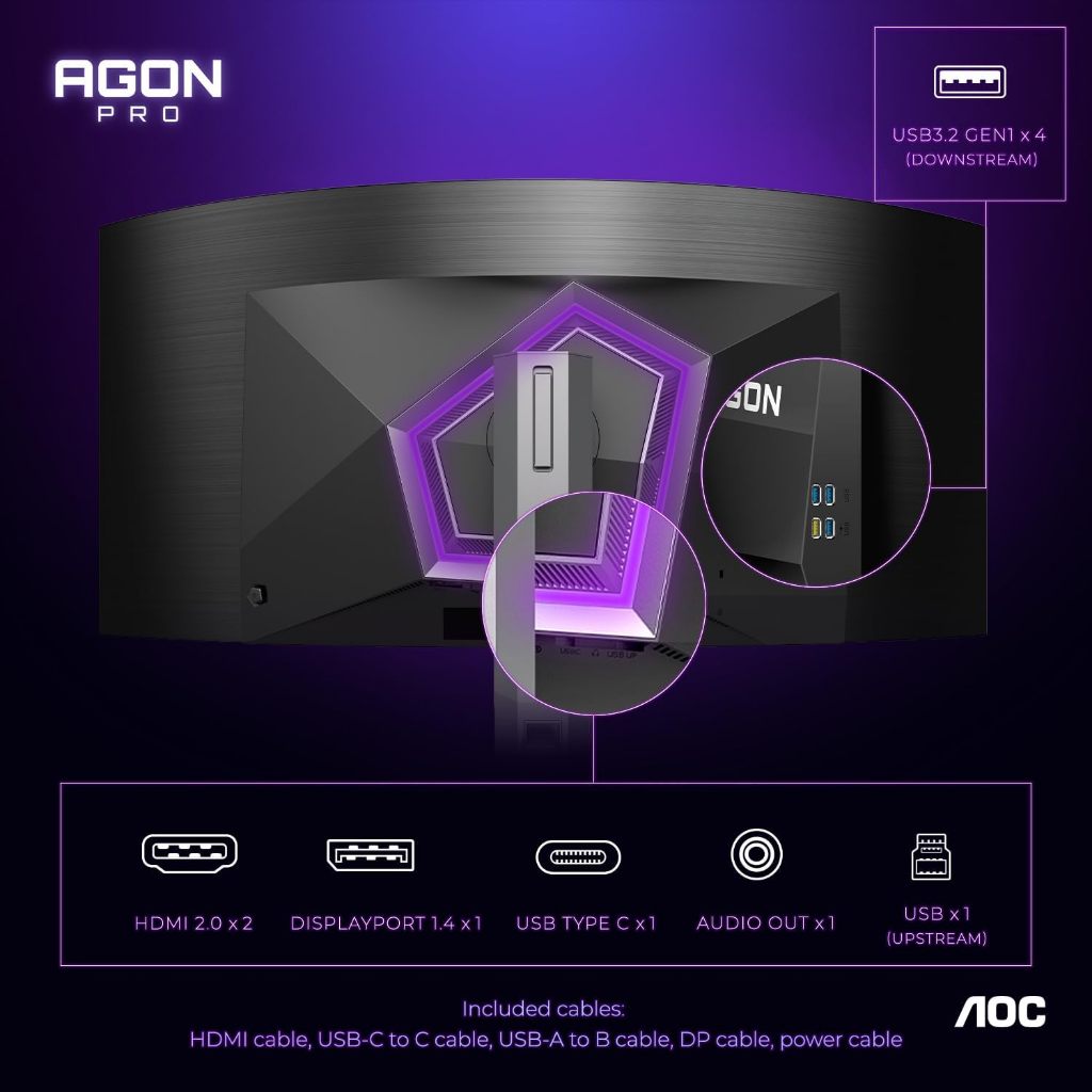 AOC Agon PRO AG456UCZD - 45'' 240Hz WQHD Ultra Wide Curved OLED Gaming Monitor