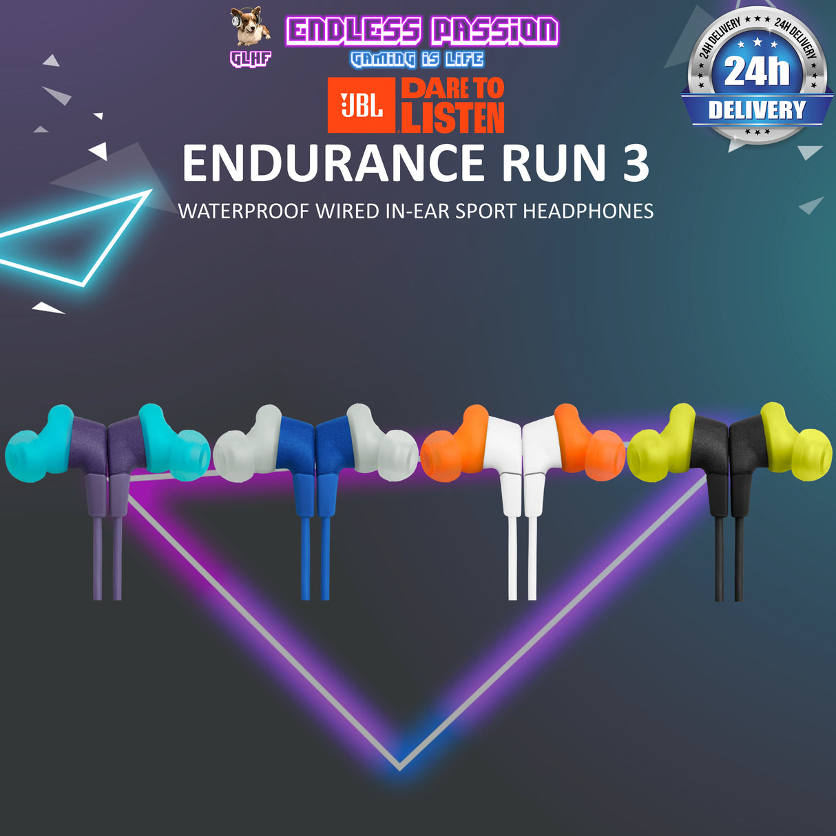 JBL Endurance Run 3 Sweatproof Wired In-Ear Sports Headphone