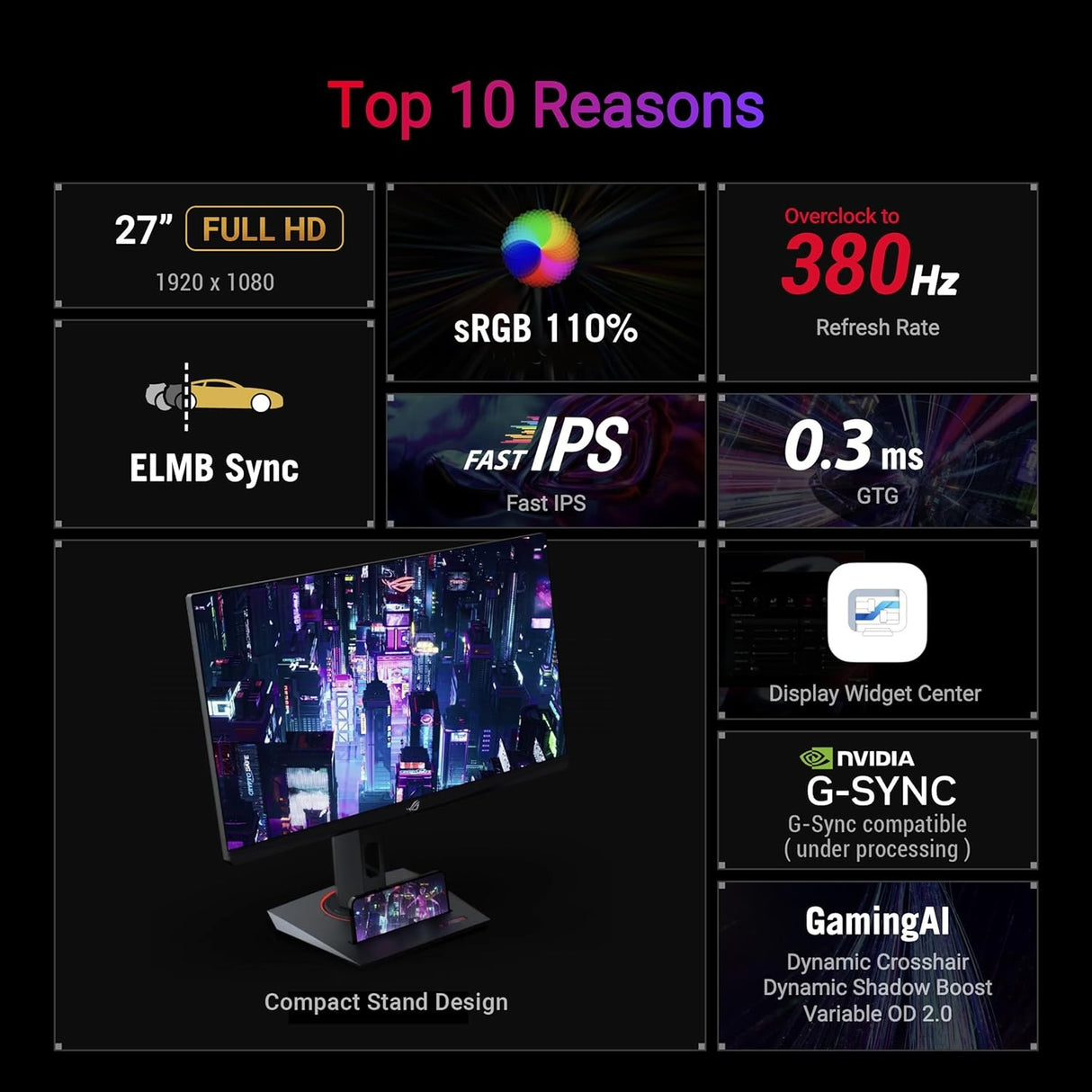 Asus ROG Strix XG279CNS Type-C Gaming Monitor - 27 Inch FHD 380Hz 1ms