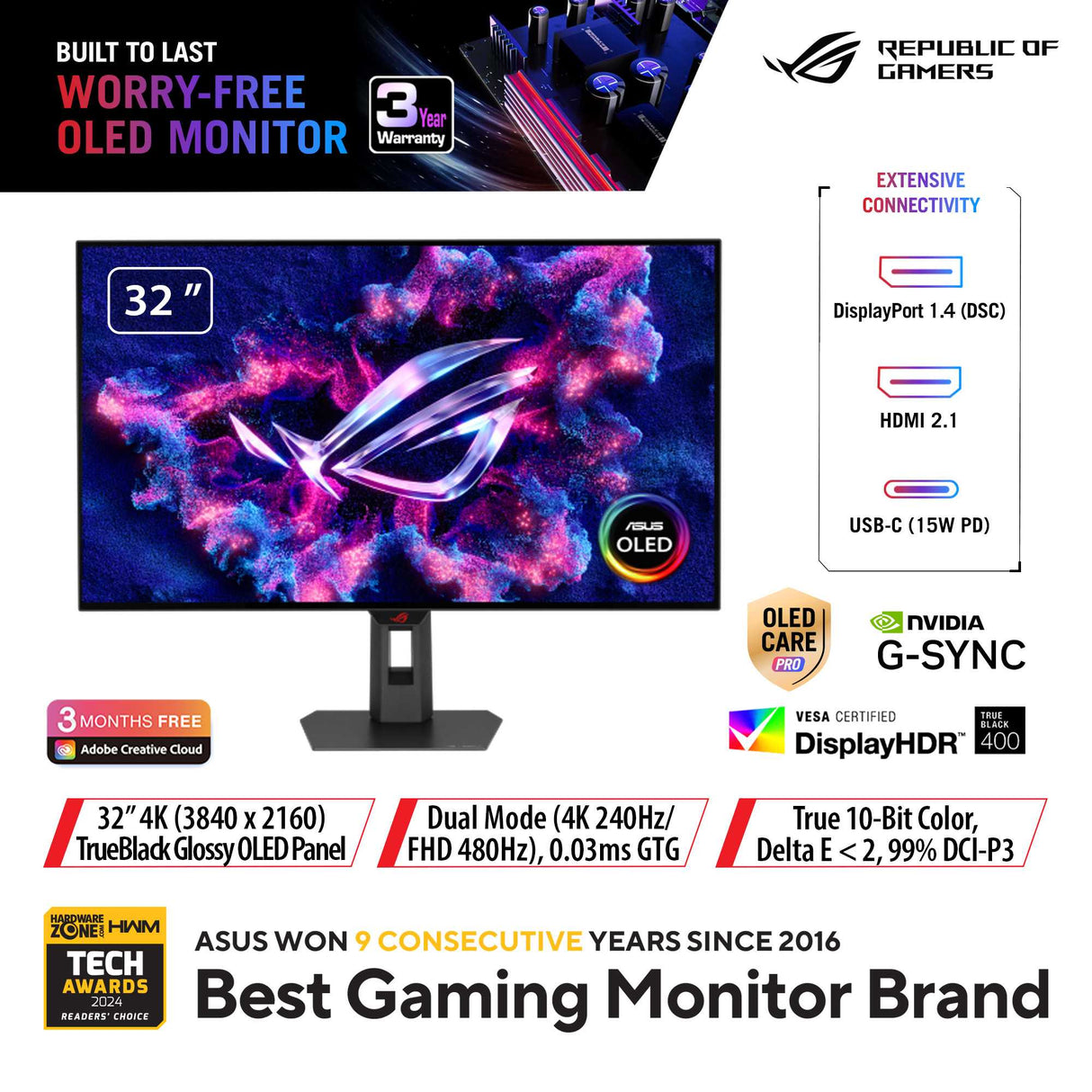 ASUS ROG Strix OLED XG32UCWG Gaming Monitor