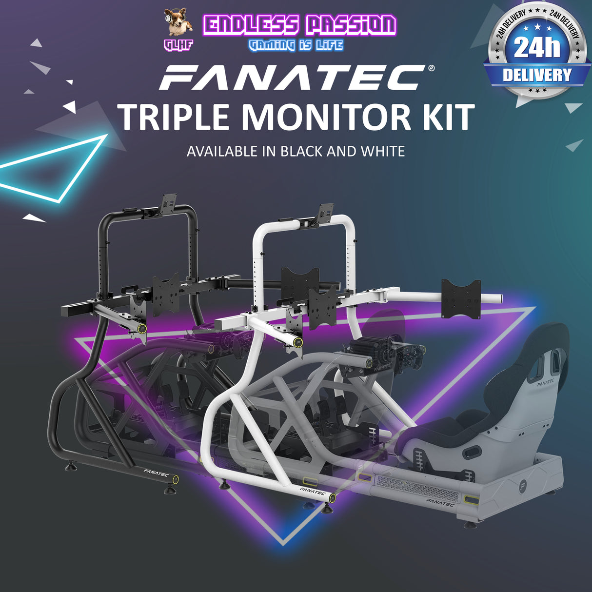 Fanatec ClubSport Cockpit Monitor Stand Triple Monitor Expansion Kit - Available in Black and White