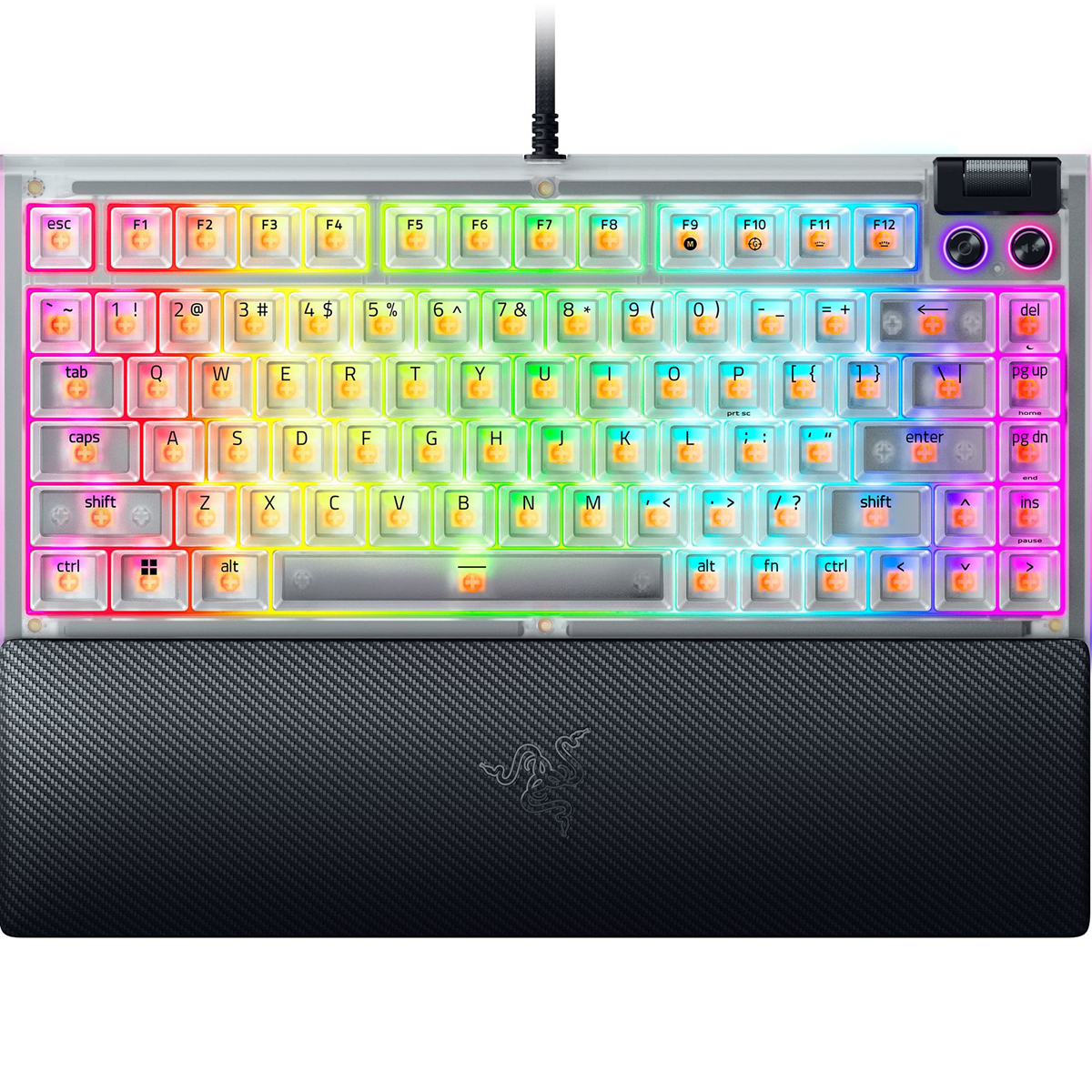 Razer BlackWidow V4 75% Mechanical Gaming Keyboard - Razer Orange Tactile Switches -Phantom White EDITION