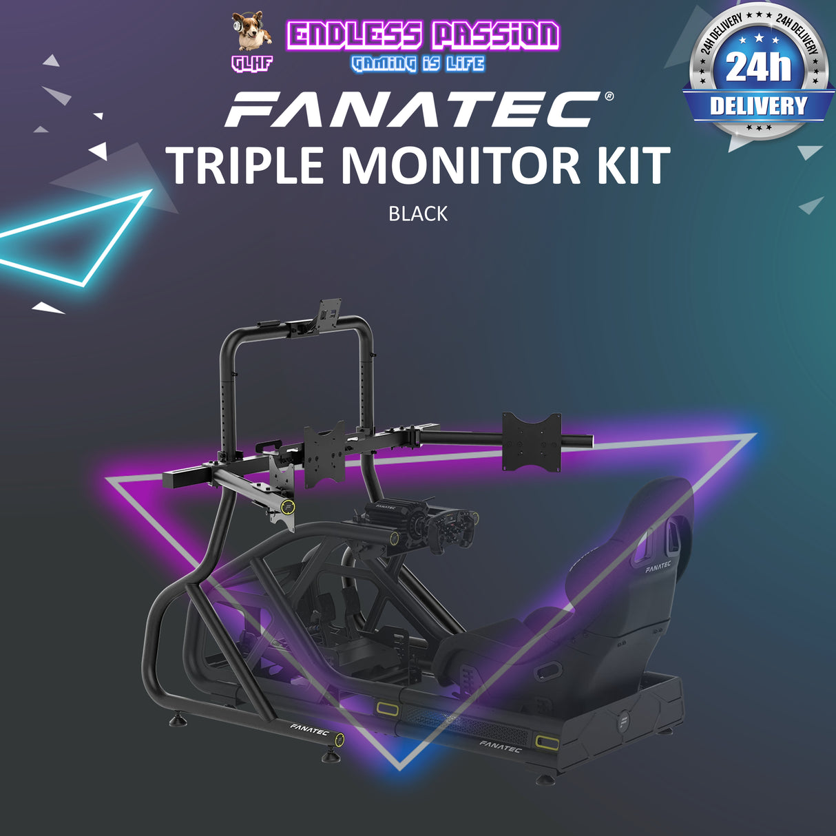 Fanatec ClubSport Cockpit Monitor Stand Triple Monitor Expansion Kit - Available in Black and White