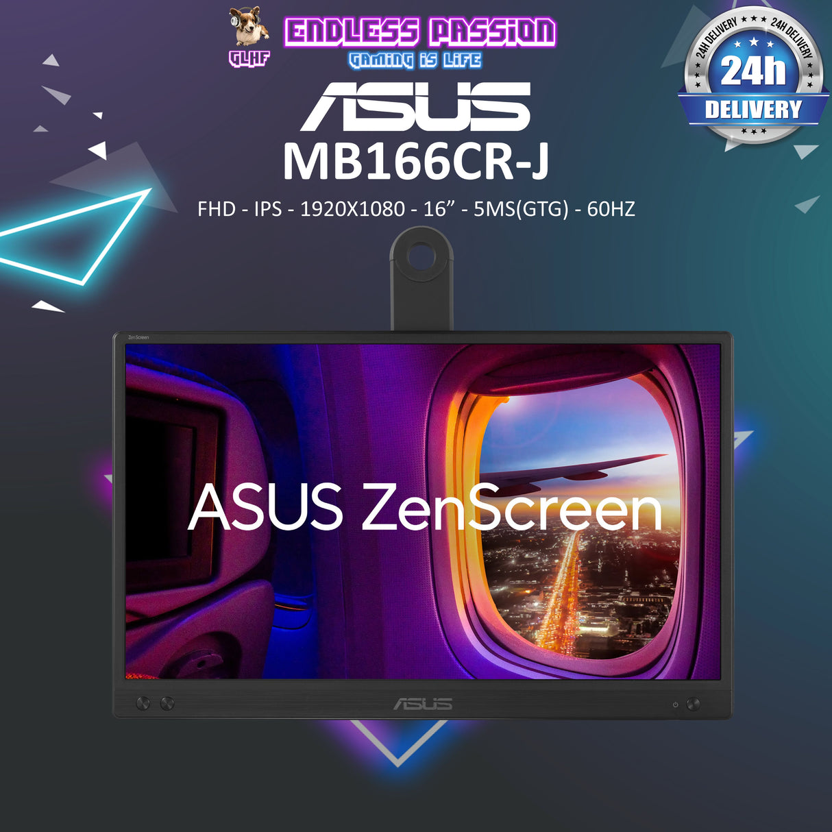 ASUS ZenScreen MB166CR-J 16 Inch USB Type-C Portable Monitor